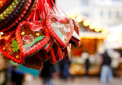 Close-up of heart-shaped christmas cookies.