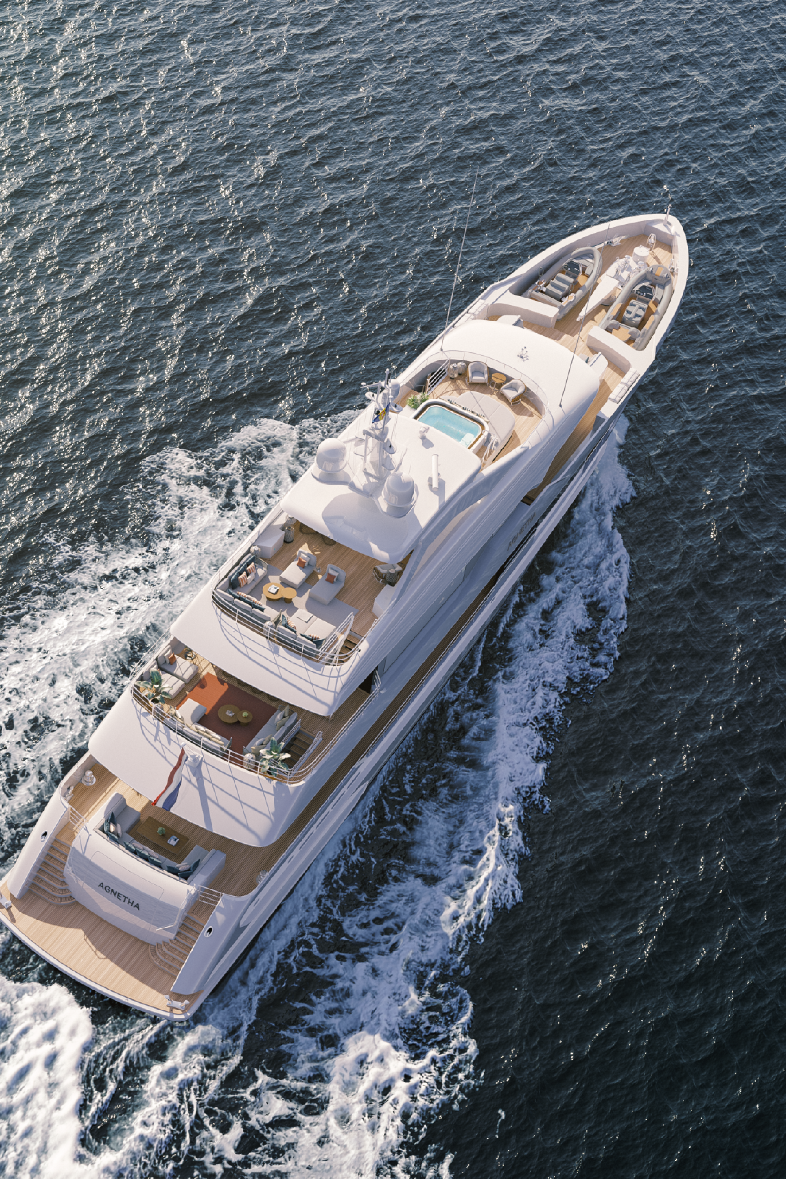 aerial view of yacht sailing across sea 