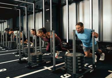 People training in HYROX space.