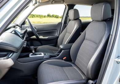 Interior of honda jazz hybrid car .