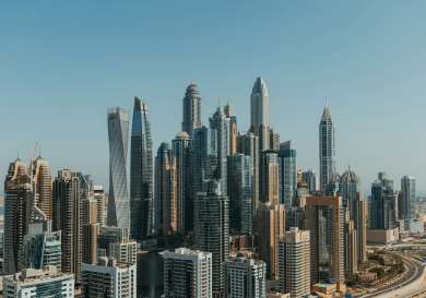 Towering buildings in dubai.