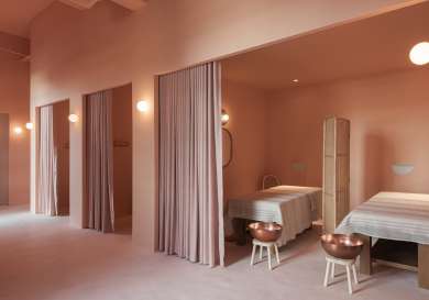 Pink treatment room at lax. retreat.