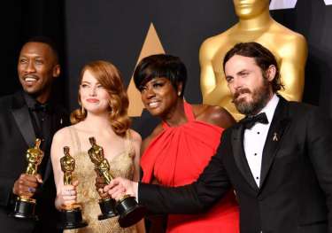 Mahershala ali, emma stone, viola davis, and casey affleck.