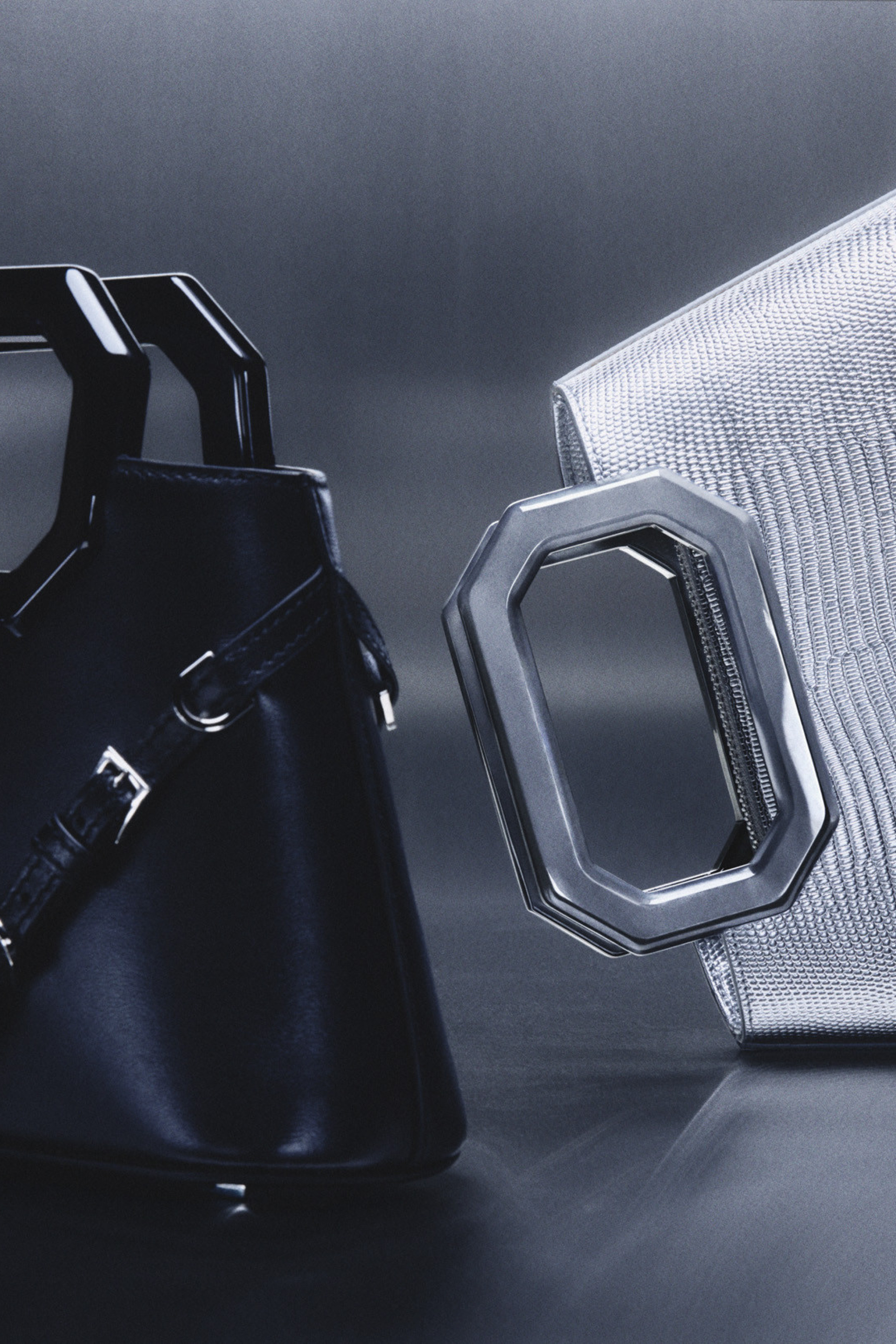 black and silver bag 