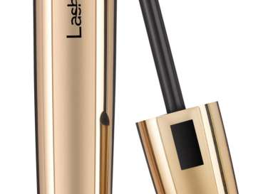 Gold mascara tube labeled 