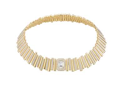 Gold and diamond valerie messika necklace.