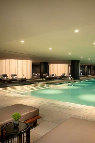 Hotel indoor swimming pool.