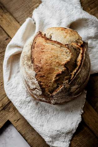 Freshly baked bread .