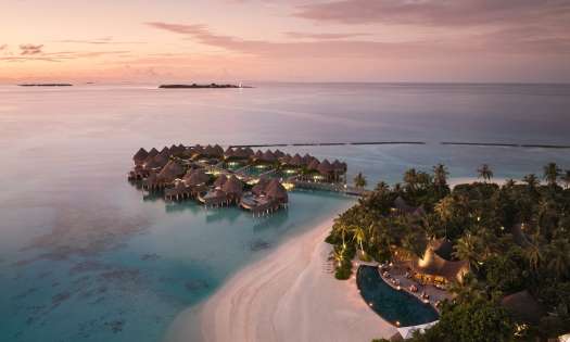 Aerial view of the nautilus hotel in the maldives.