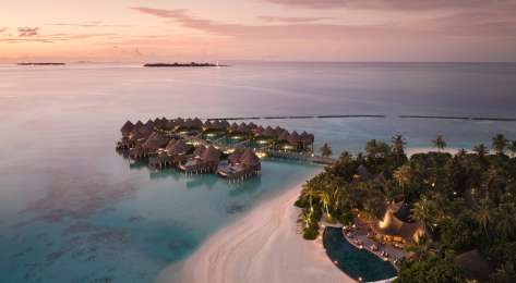 Aerial view of the nautilus hotel in the maldives.