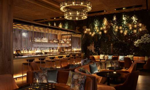 Nobu marrakech bar area with sofas .