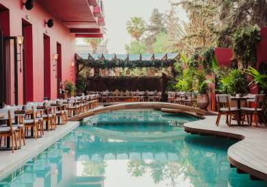 Nobu hotel marrakech pool area .