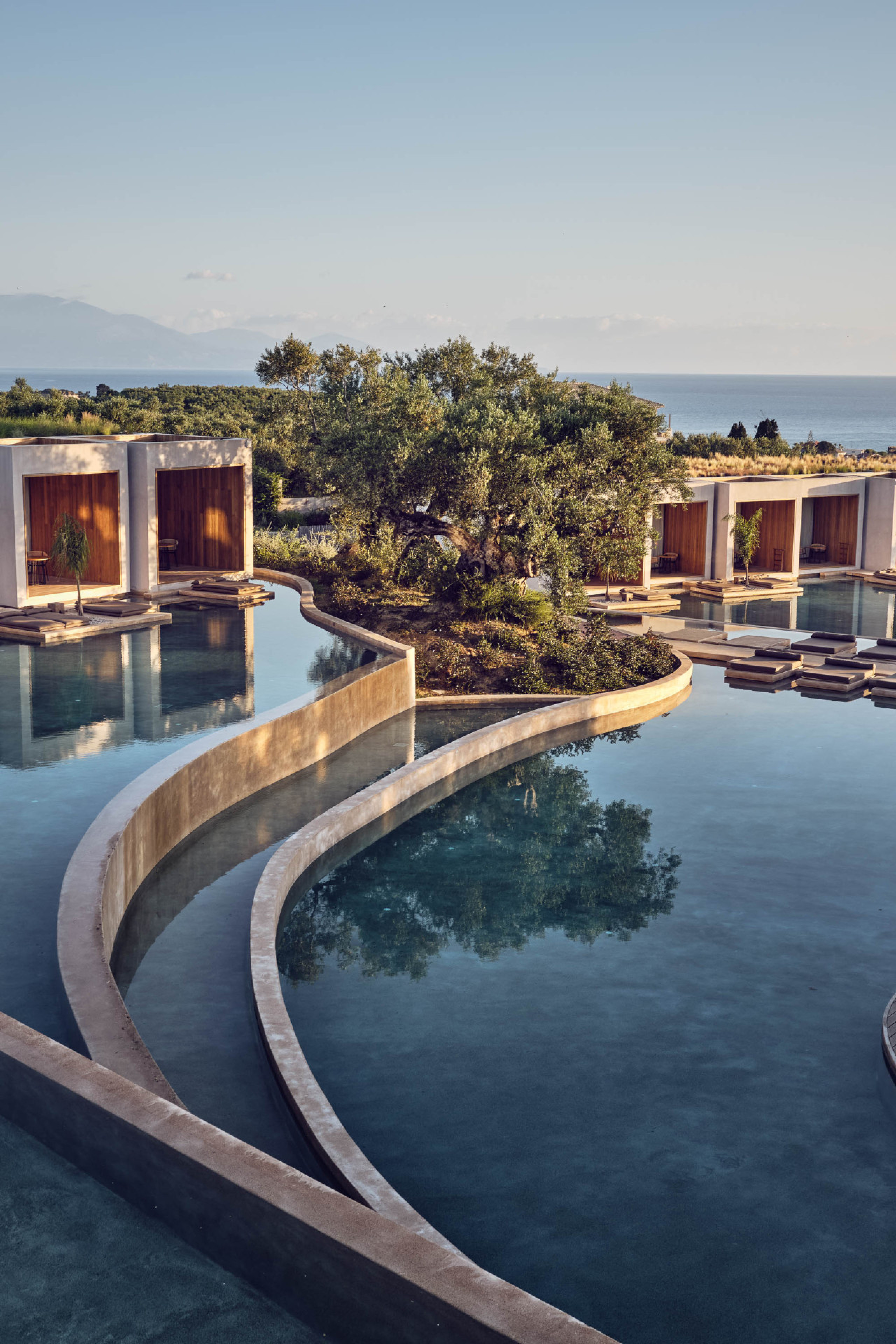 photo of tiered pools at greek hotel 