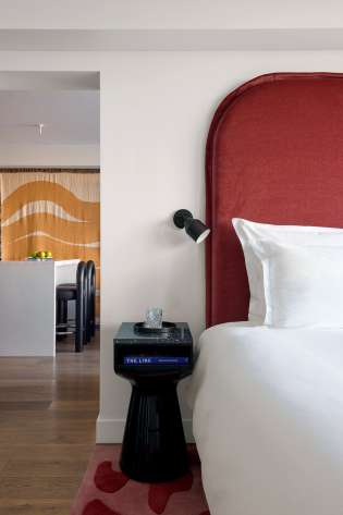 Sea containers suite with red bed .