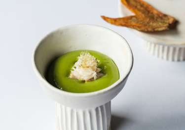 Chilled courgette soup at osip.