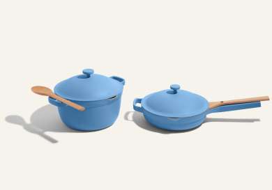 Our place pans in forget me not blue.