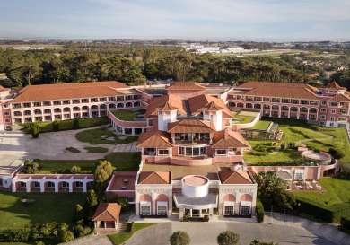 Aerial view of hotel exterior .