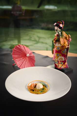 Dish on table at restaurant .