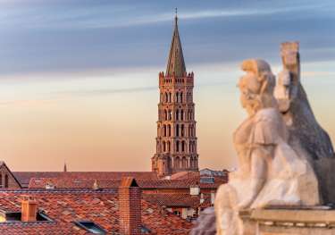 Toulouse rooftops at sunset.
