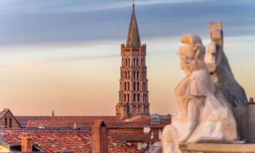 Toulouse rooftops at sunset.