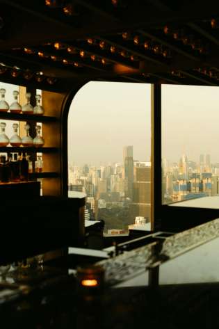 Skyline view from luxury bar .