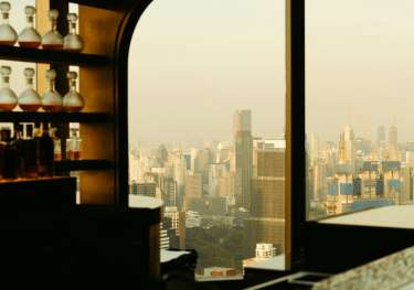 Skyline view from luxury bar .