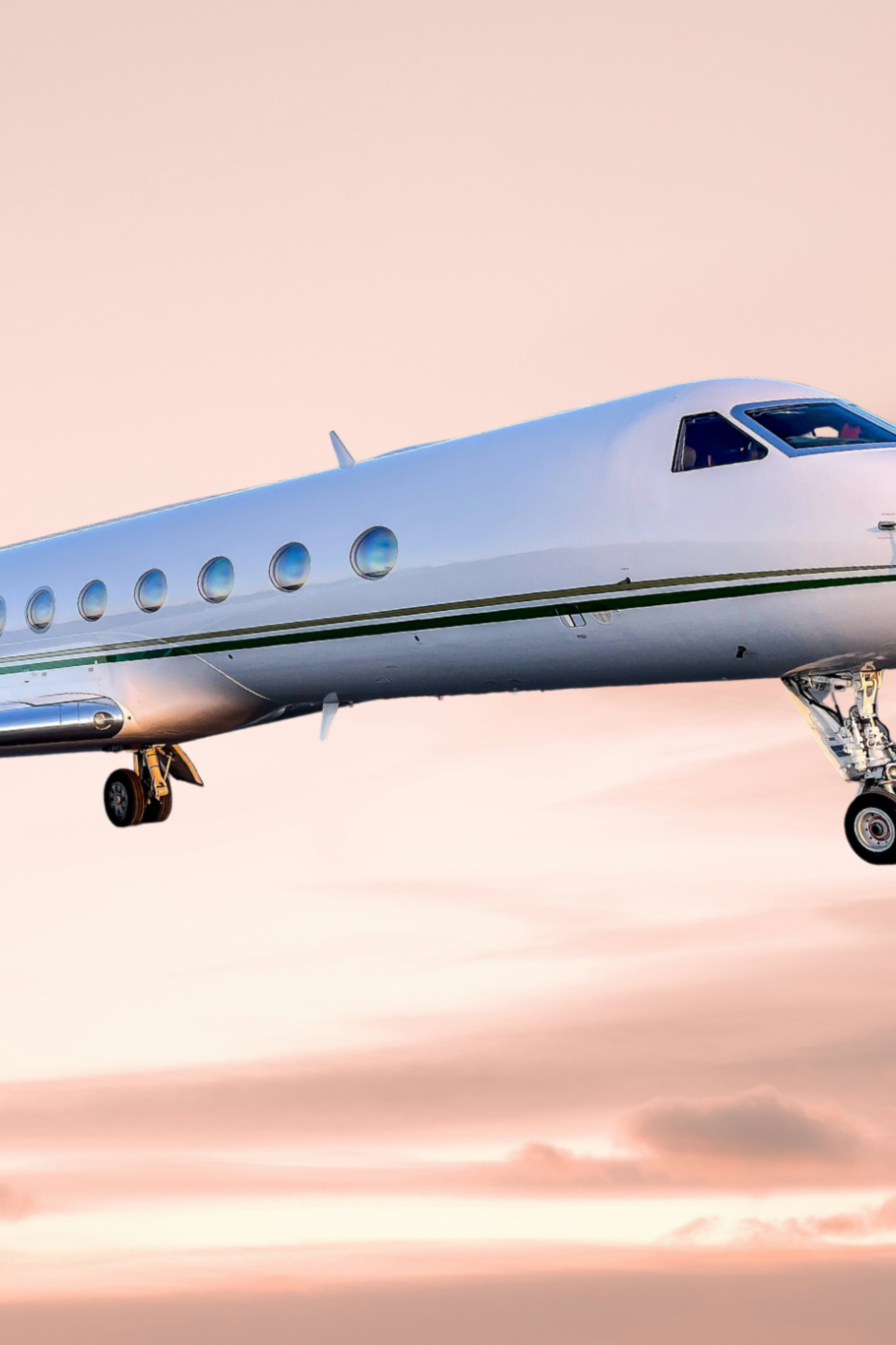 private jet on pink cloud background