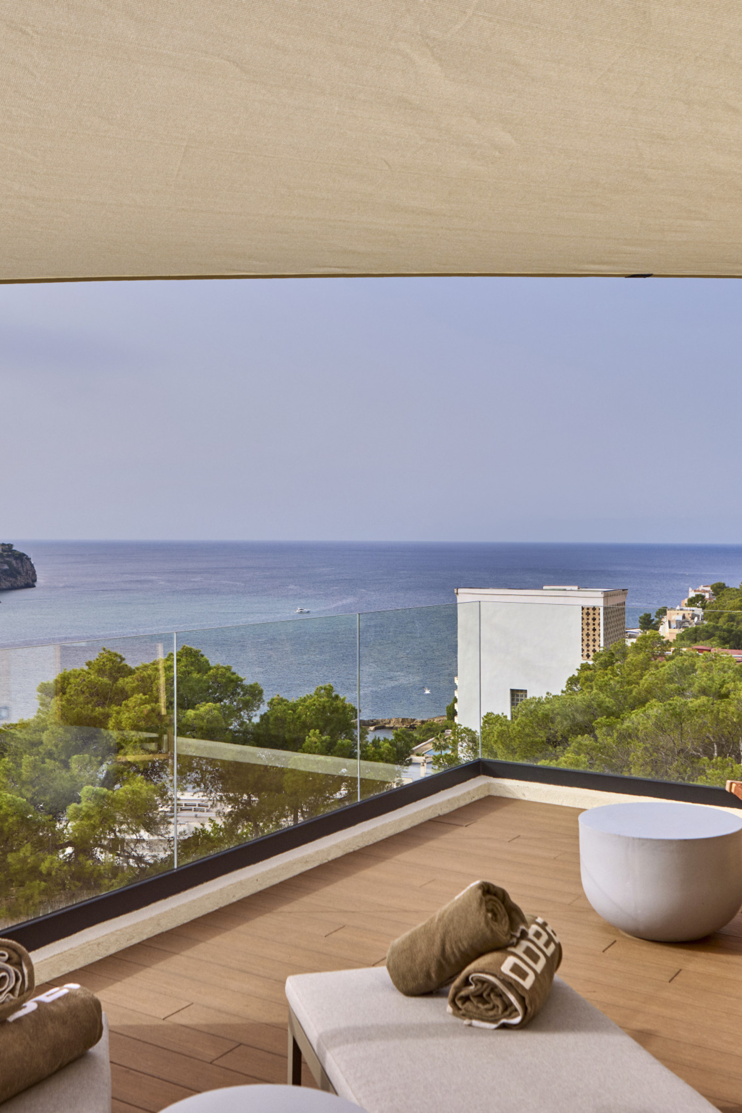 view of terrace in hotel room with sea view