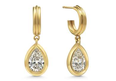 Gold earrings with gems.