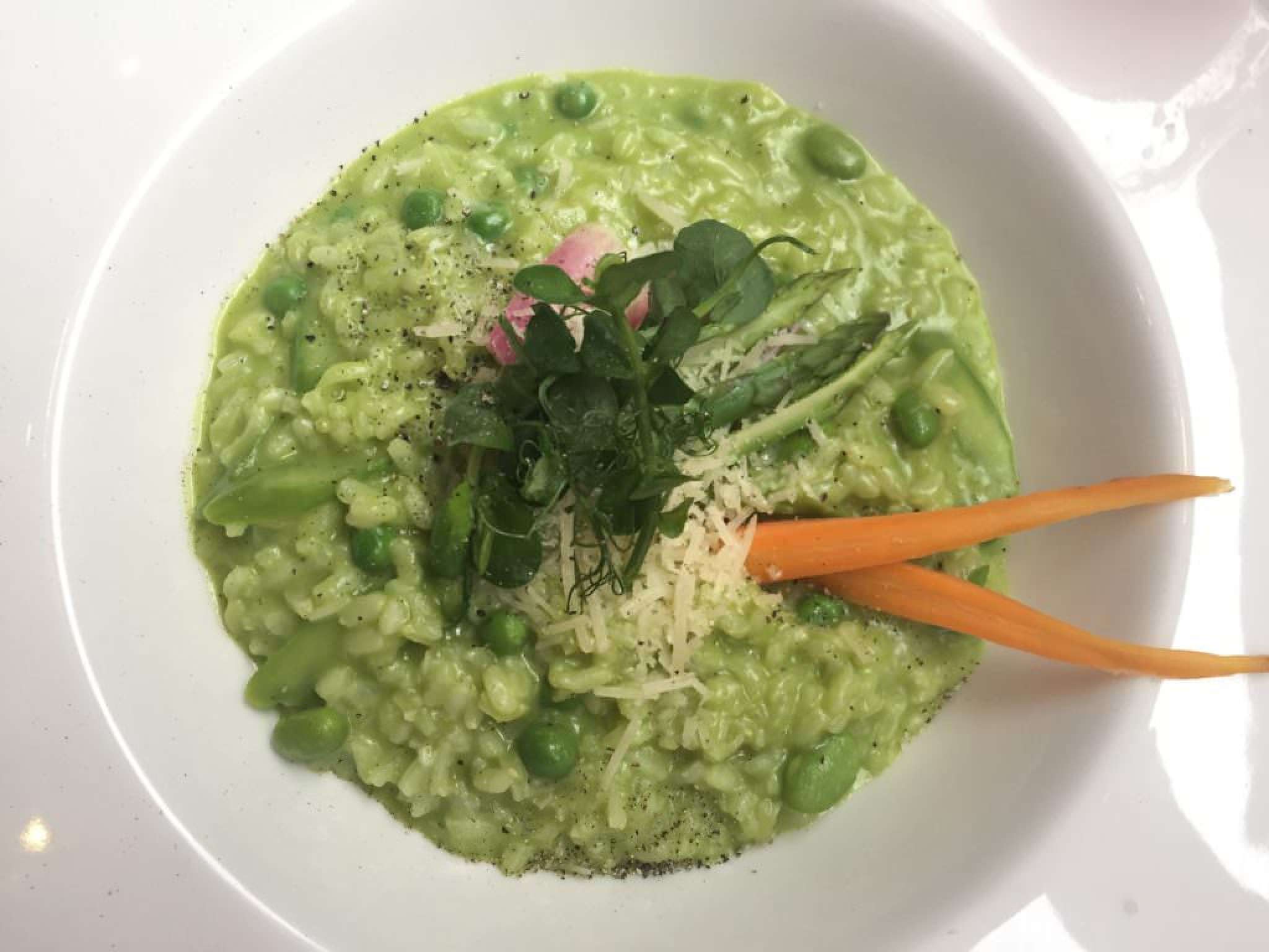 Dalloway Terrace: Modern British Cuisine Meets Nordic Woodland risotto.
