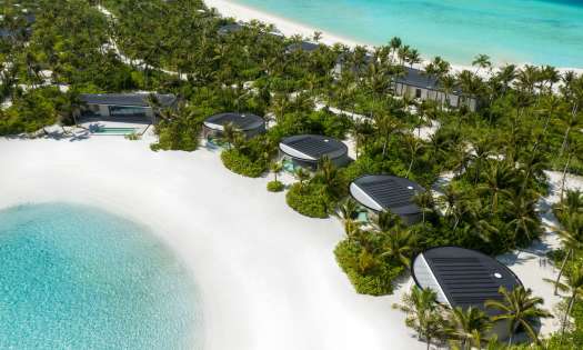 View of ritz carlton hotel in the maldives.
