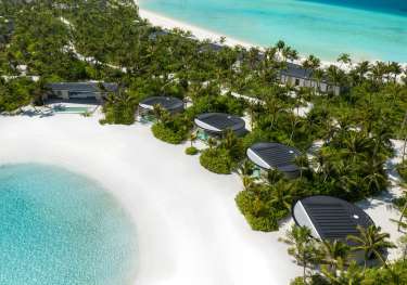 View of ritz carlton hotel in the maldives.