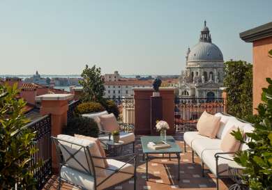 Rooftop area at venice hotel.