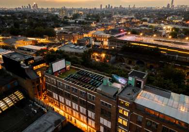 Aerial view of rooftop cinema in peckham.