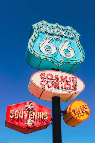 Route 66 signage.
