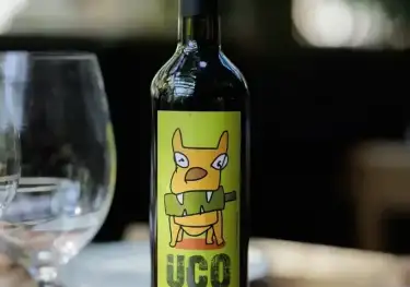 Bottle of wine at sagardi restaurant.