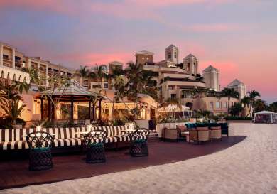 Hotel restaurant on the beach .