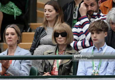 Anna Wintour sitting centre court at Wimbledon.