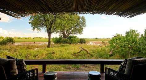Safari lodge with exterior view of the national park.