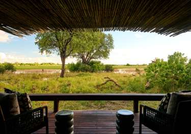 Safari lodge with exterior view of the national park.