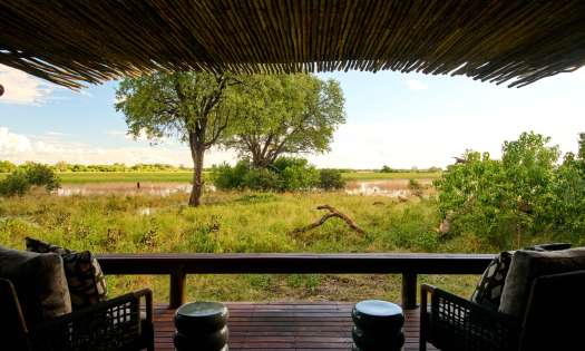 Safari lodge with exterior view of the national park.