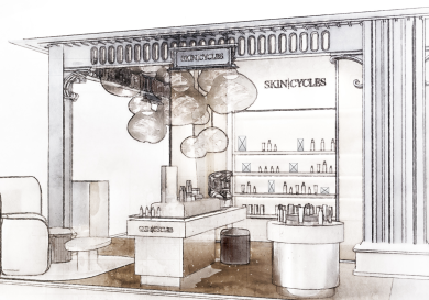 Drawing of shop front.