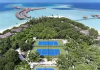 Sports fields aerial in vakkaru maldives.