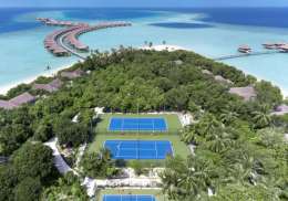Sports fields aerial in vakkaru maldives.
