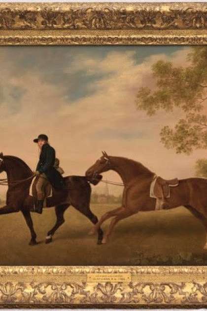 Stubbs two hacks, the property of henry ulrick reay esq of burn hall co. durham and their blue liveried groom in a landscape.