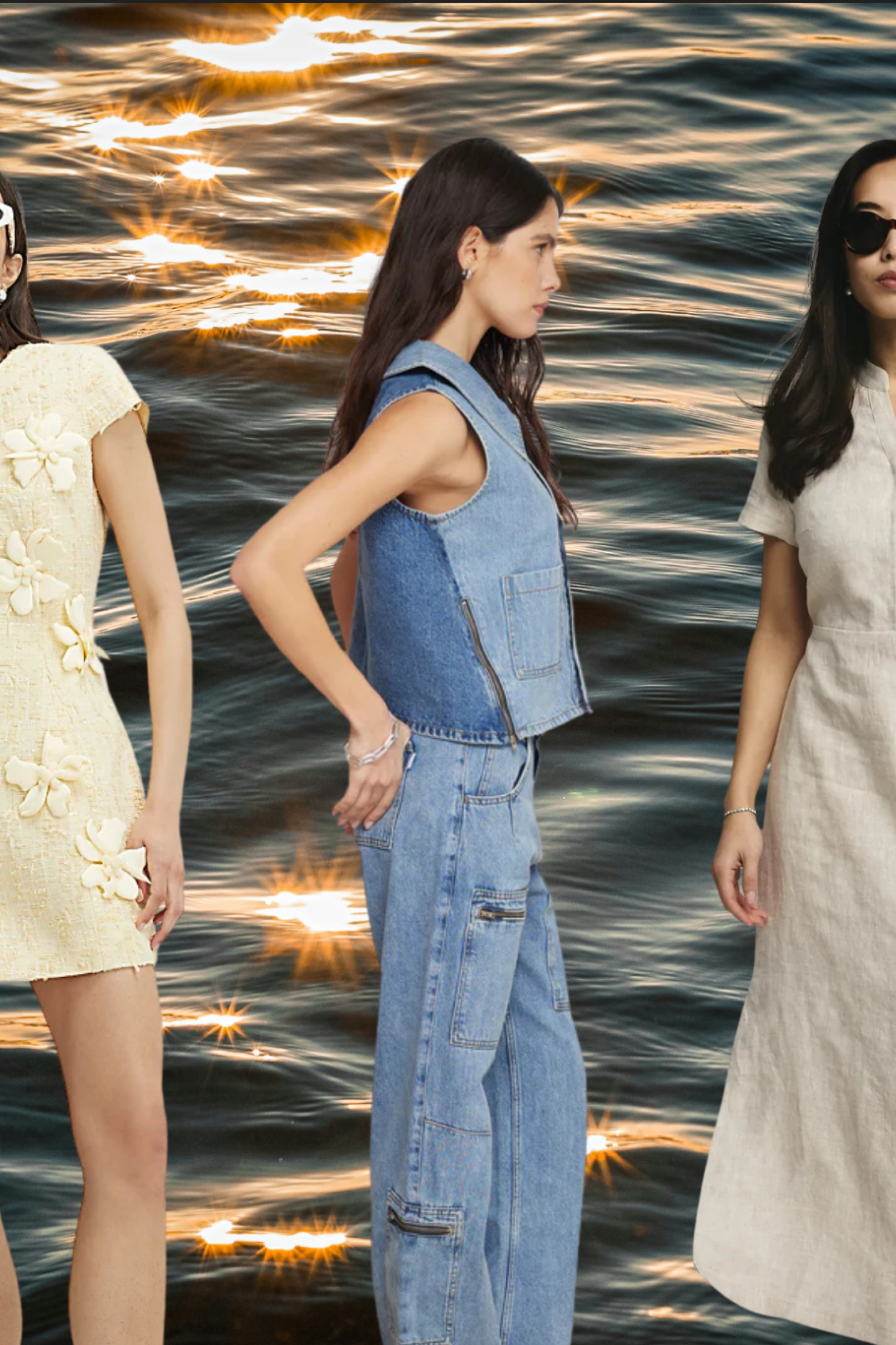 spring/summer fashion trends on sea background