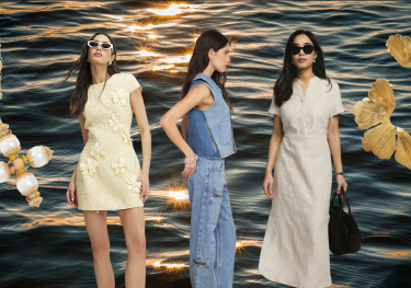 Spring/summer fashion trends on sea background.