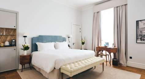 Bedroom inside adria hotel, kensington.