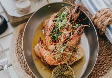 Seafood dish at the hut restaurant.