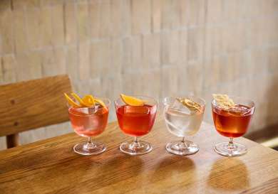 Four negronis at the italian greyhound.